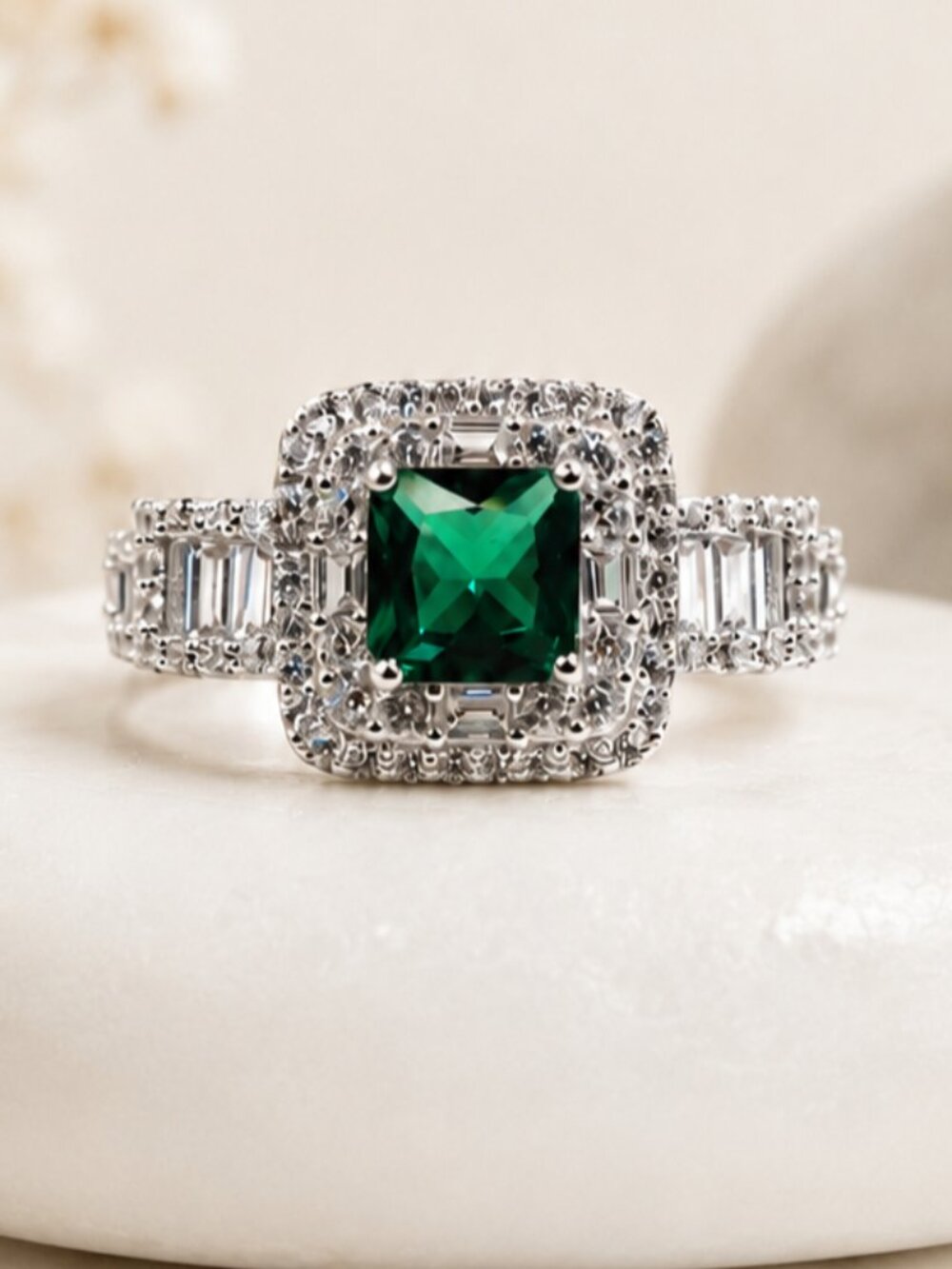 Emerald Royale Halo Ring
